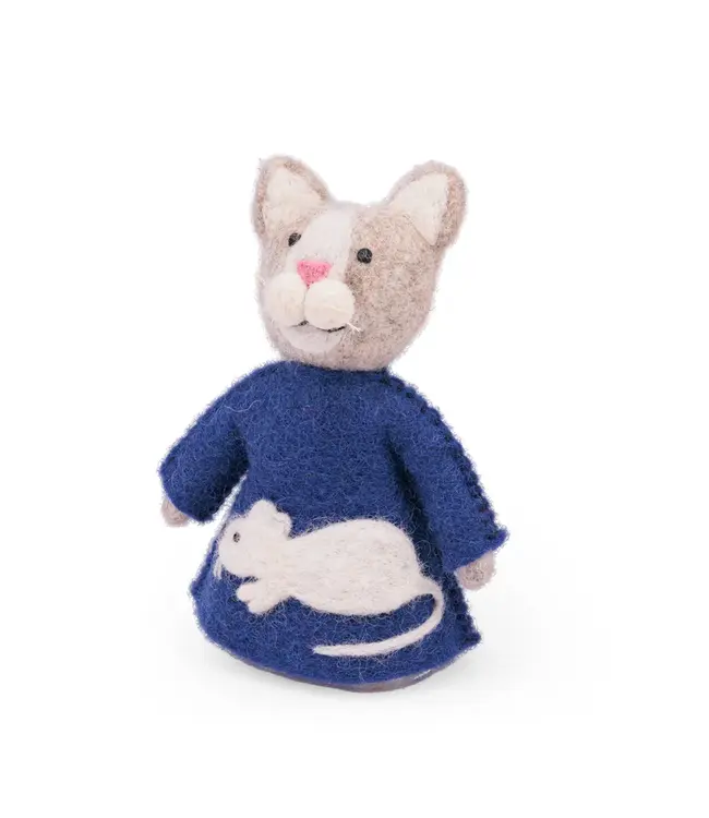 SJAAL MET VERHAAL   •• Decoratie Kat Grijs met Muis