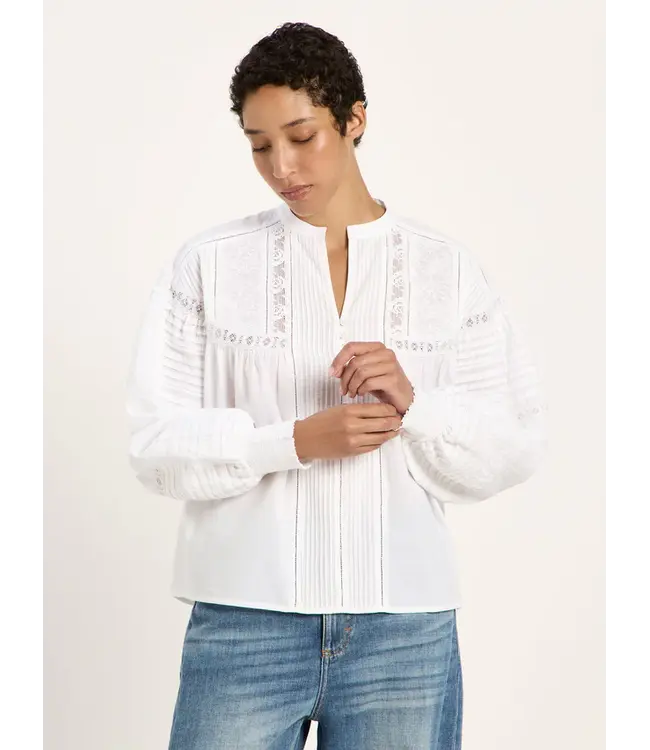LANIUS •• Kanten blouse GOTS |  White