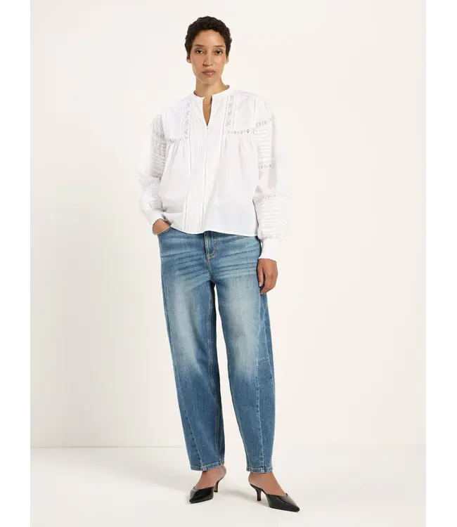 LANIUS •• Kanten blouse GOTS |  White