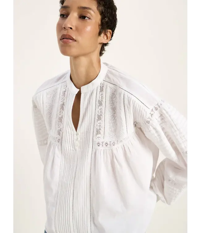LANIUS •• Kanten blouse GOTS |  White