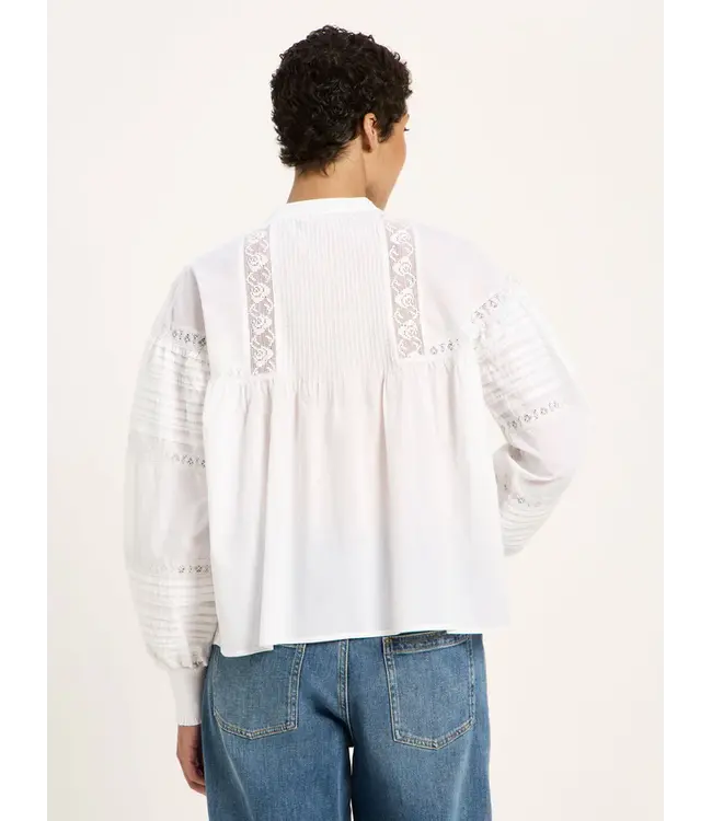 LANIUS •• Kanten blouse GOTS |  White