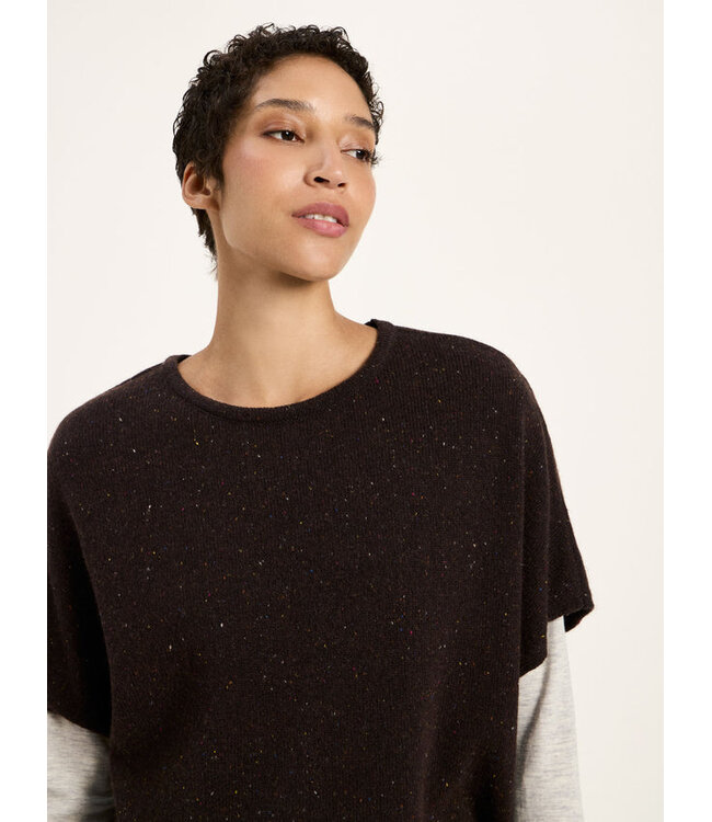 LANIUS •• Cardigan GOTS | Bitter Chocolate Tweed