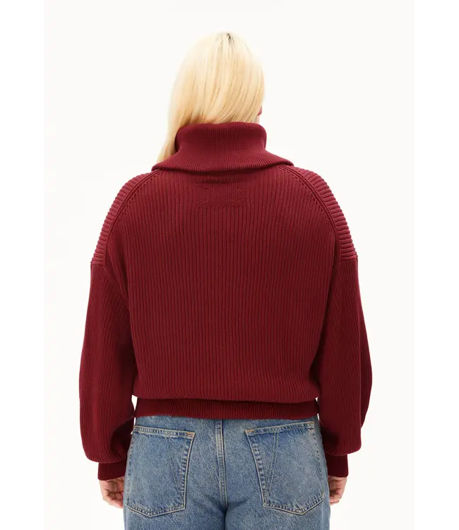 ARMEDANGELS •• Vanise Rib Knit Troyer | Velvet Red- Light Velvet Red