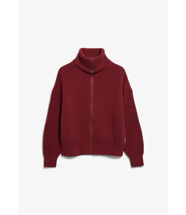 ARMEDANGELS •• Vanise Rib Knit Troyer | Velvet Red- Light Velvet Red