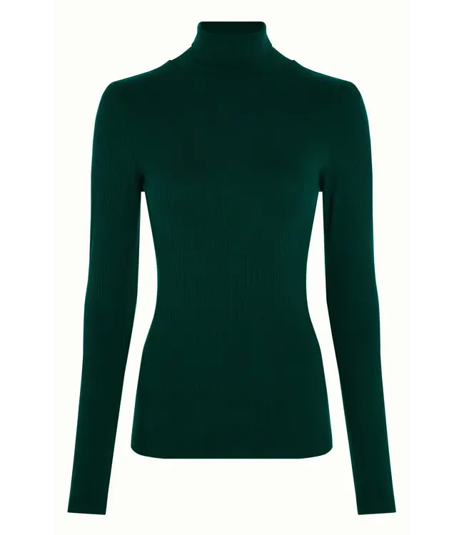 KING LOUIE •• Rollneck Top Uni Rib | Pine Green