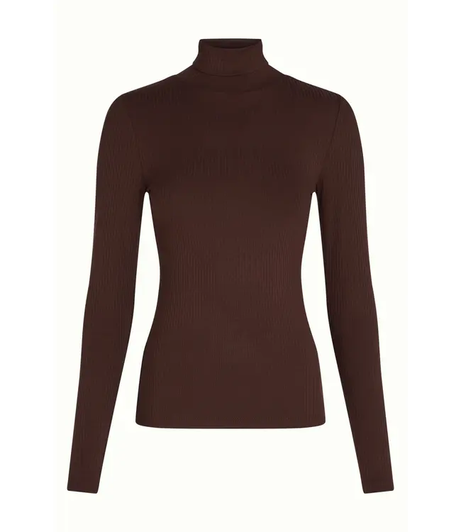 KING LOUIE •• Rollneck Top Uni Rib | Chocolate
