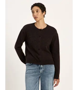 LANIUS •• Boxy Cardigan GOTS | Bitter Chocolate Tweed