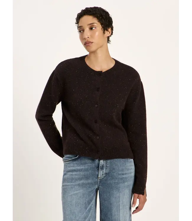 LANIUS •• Boxy Cardigan GOTS | Bitter Chocolate Tweed
