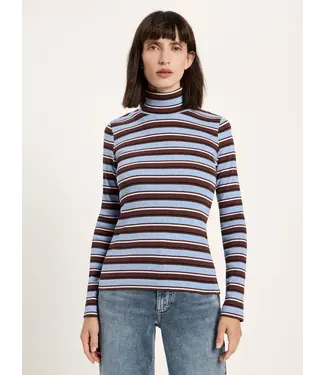 LANIUS •• Striped turtleneck shirt | Chocolate Multicolour