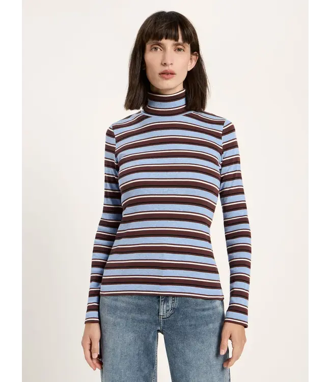 LANIUS •• Striped turtleneck shirt | Chocolate Multicolour