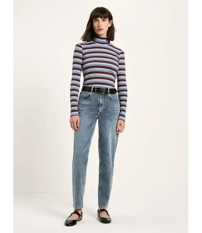 LANIUS •• Striped turtleneck shirt | Chocolate Multicolour