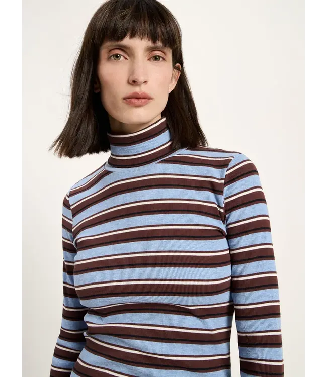 LANIUS •• Striped turtleneck shirt | Chocolate Multicolour