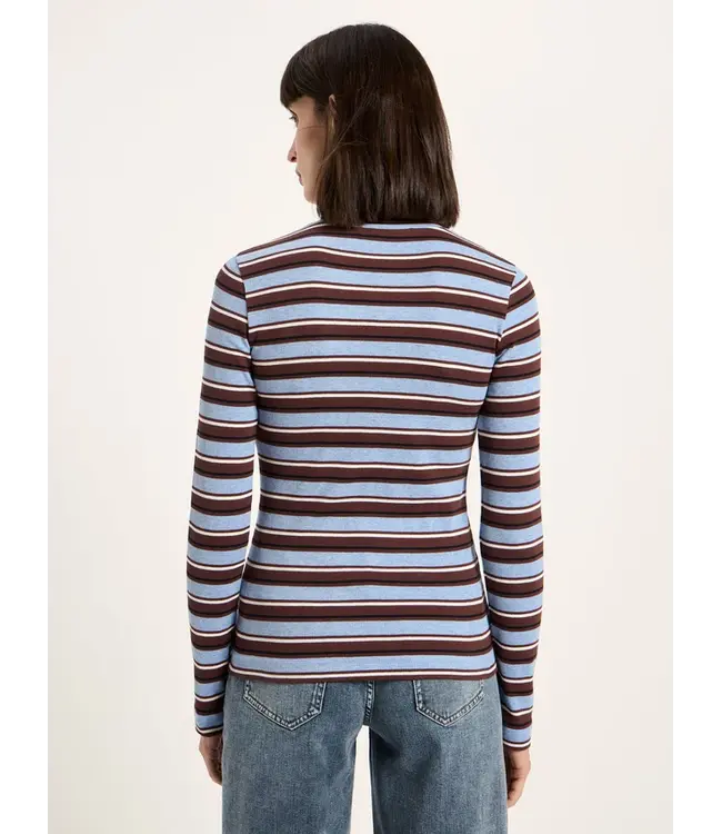 LANIUS •• Striped turtleneck shirt | Chocolate Multicolour