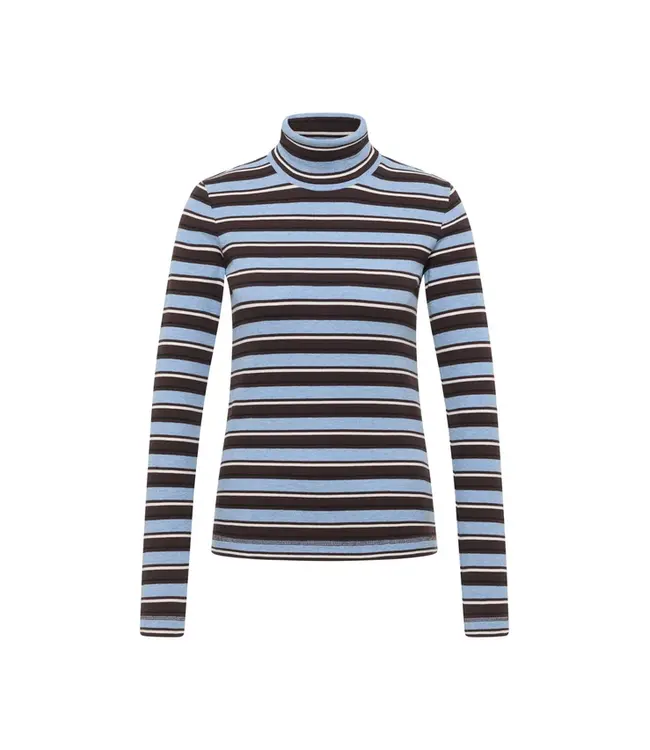 LANIUS •• Striped turtleneck shirt | Chocolate Multicolour