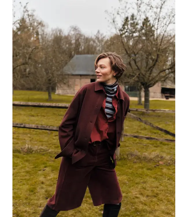LANIUS •• Striped turtleneck shirt | Chocolate Multicolour