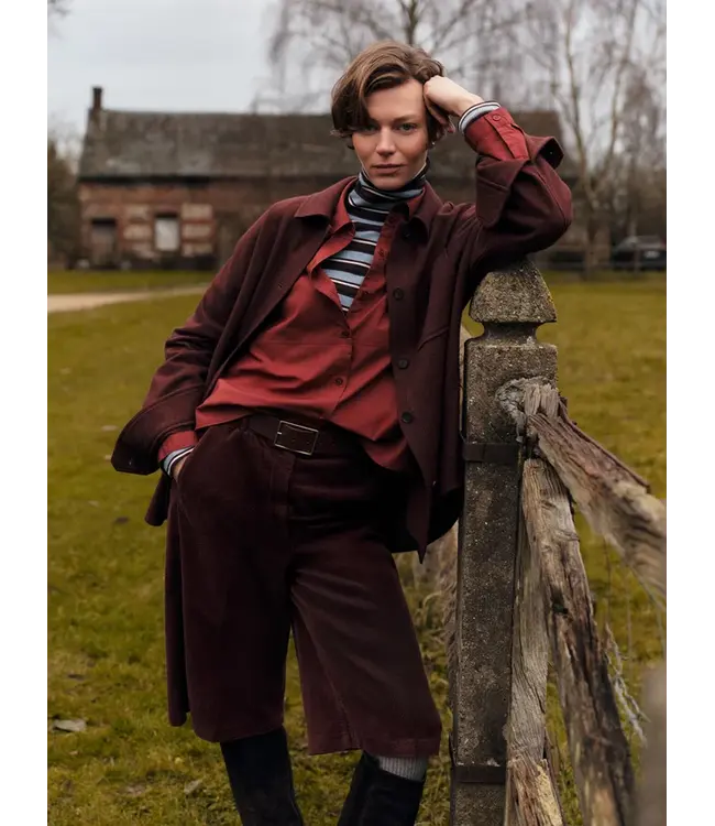 LANIUS •• Striped turtleneck shirt | Chocolate Multicolour