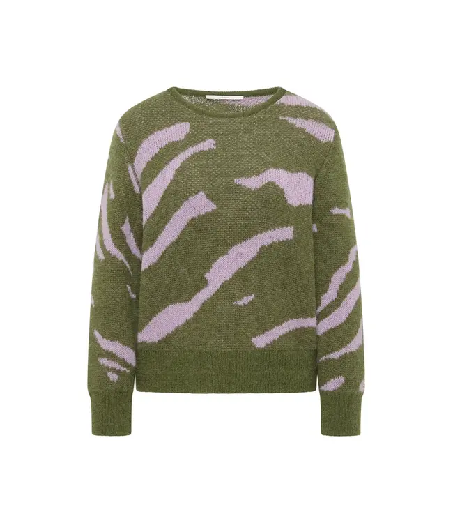 LANIUS •• Jacquard Sweater | Garden green Pale violet
