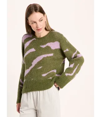 LANIUS •• Jacquard Sweater | Garden green Pale violet