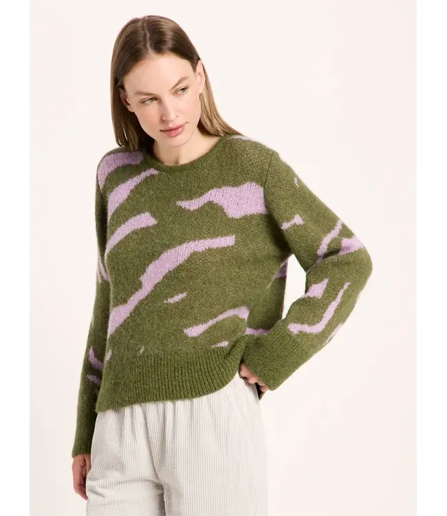 LANIUS •• Jacquard Sweater | Garden green Pale violet