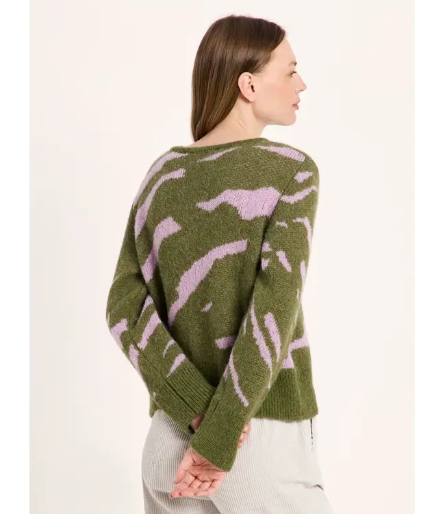 LANIUS •• Jacquard Sweater | Garden green Pale violet