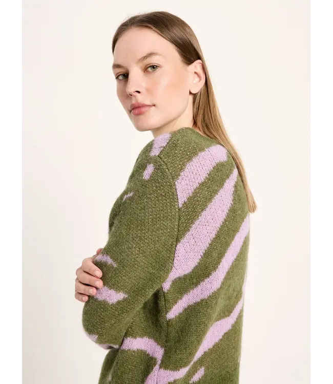 LANIUS •• Jacquard Sweater | Garden green Pale violet
