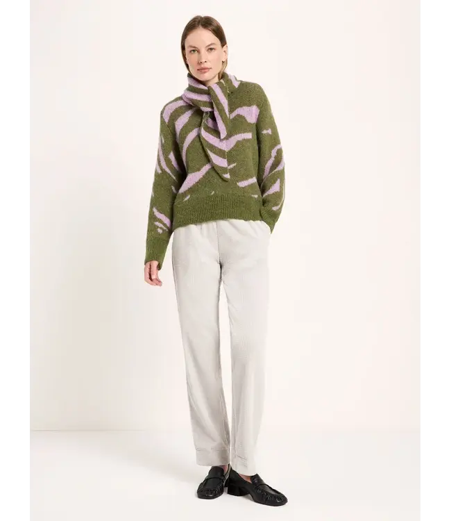 LANIUS •• Jacquard Sweater | Garden green Pale violet