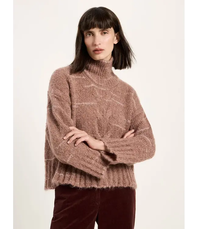 LANIUS •• Cable knit sweater | Cappuccino