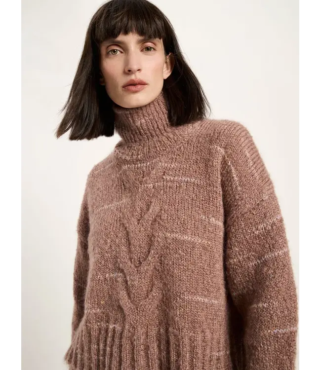 LANIUS •• Cable knit sweater | Cappuccino