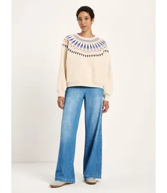 LANIUS •• Statement Sweatshirt GOTS | Creme Melange/ Multicolor