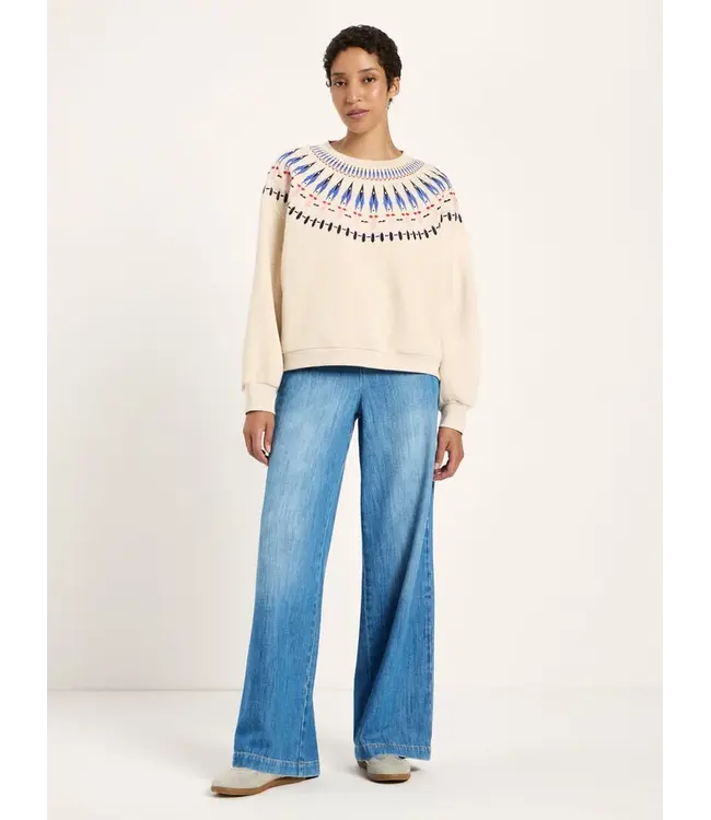 LANIUS •• Statement Sweatshirt GOTS | Creme Melange/ Multicolor