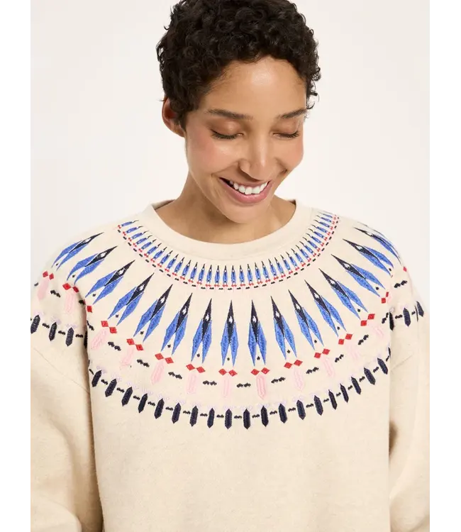 LANIUS •• Statement Sweatshirt GOTS | Creme Melange/ Multicolor