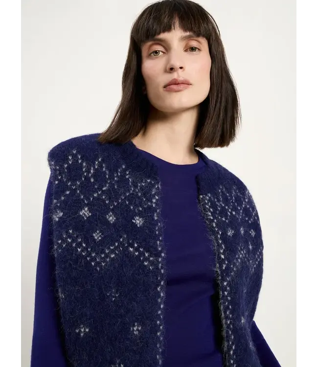 LANIUS •• Doubleface Weste met Jacquard | Violet
