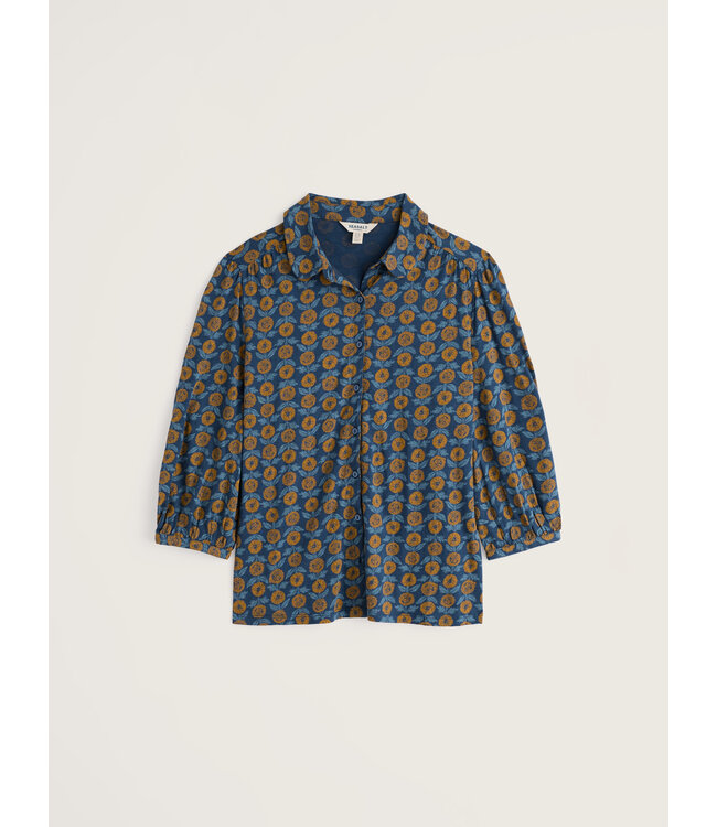 SEASALT CORNWALL •• Embrace 3/4 Sleeve Shirt | Marigold Sketch Marine