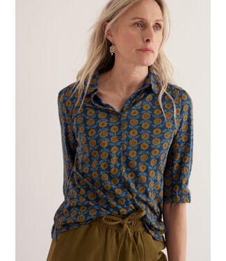 SEASALT CORNWALL •• Embrace 3/4 Sleeve Shirt | Marigold Sketch Marine