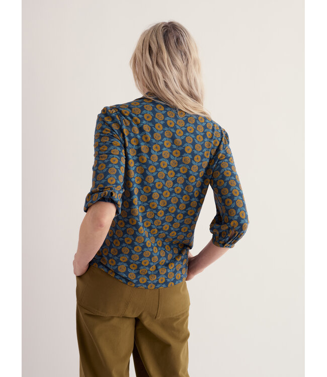SEASALT CORNWALL •• Embrace 3/4 Sleeve Shirt | Marigold Sketch Marine