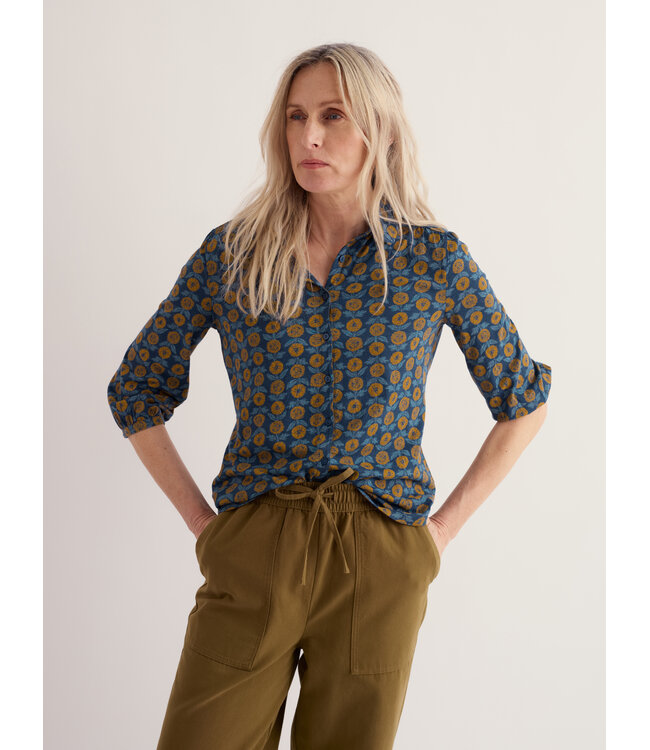 SEASALT CORNWALL •• Embrace 3/4 Sleeve Shirt | Marigold Sketch Marine
