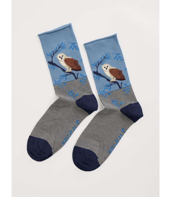 SEASALT CORNWALL •• Womens bamboo Arty Socks | Perched Owl Maritime