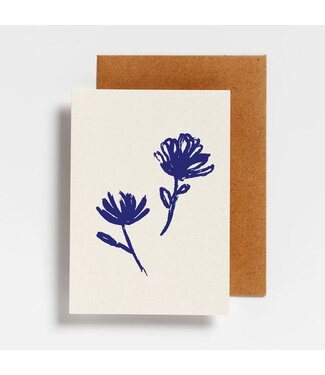 Hello August •• Postkaart | Blue two flowers
