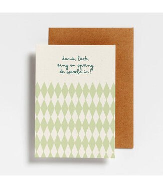 Hello August •• Postkaart | Dans lach zing en spring de wereld in
