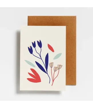Hello August •• Postkaart | Flowers blue red no text