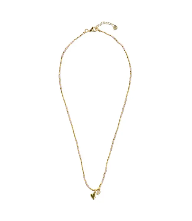 A BEAUTIFUL STORY •• Honored Rose Quartz Necklace Gold Colored