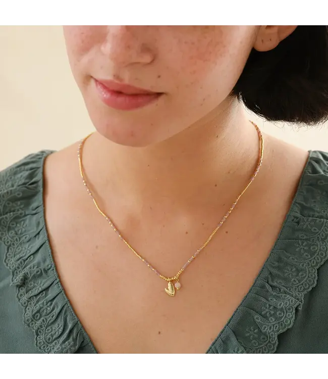 A BEAUTIFUL STORY •• Honored Rose Quartz Necklace Gold Colored