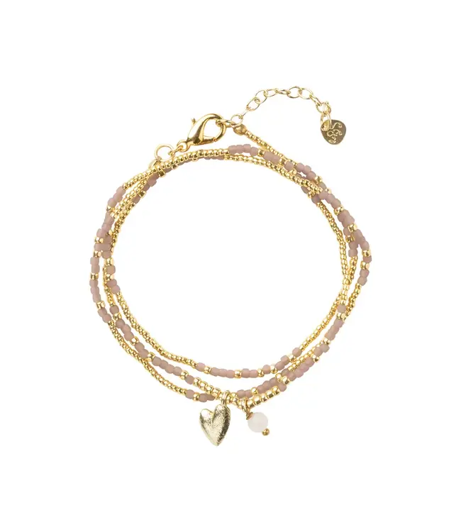 A BEAUTIFUL STORY •• Honored Rose Quartz Necklace Gold Colored