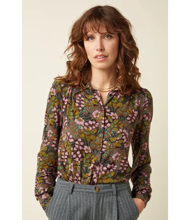 KING LOUIE •• Carina blouse Sierra | Bitter Chocolate