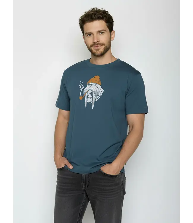 GREENBOMB •• Smokey Walrus Fusion T-shirt | Blue Pine
