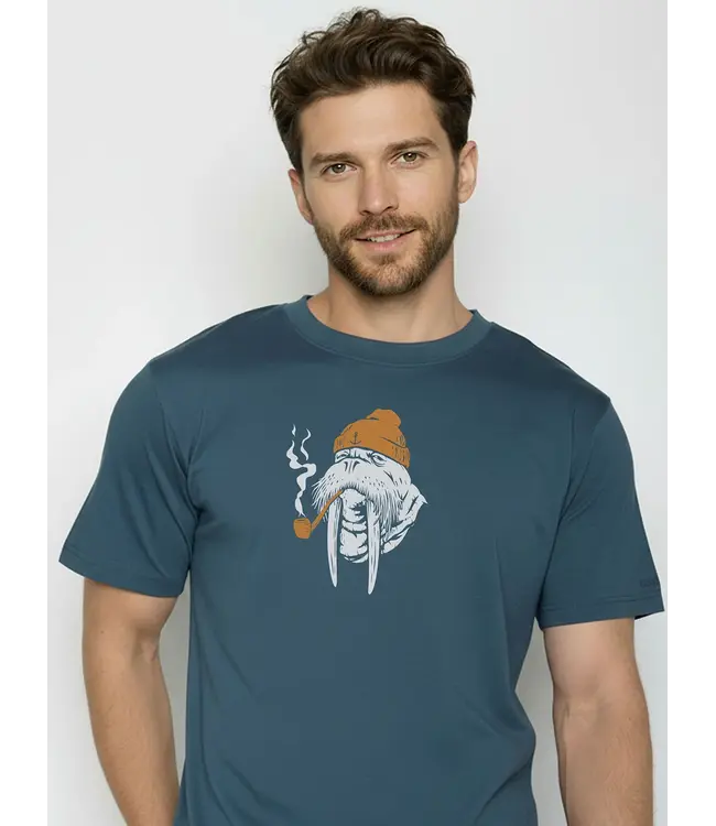 GREENBOMB •• Smokey Walrus Fusion T-shirt | Blue Pine