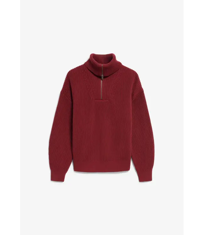 ARMEDANGELS •• Vanise Rib Knit Troyer | Velvet Red- Light Velvet Red