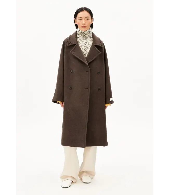 ARMEDANGELS •• Wool Double breasted Coat | Claystone Melange