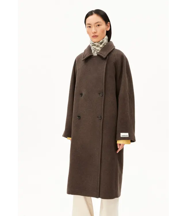 ARMEDANGELS •• Wool Double breasted Coat | Claystone Melange