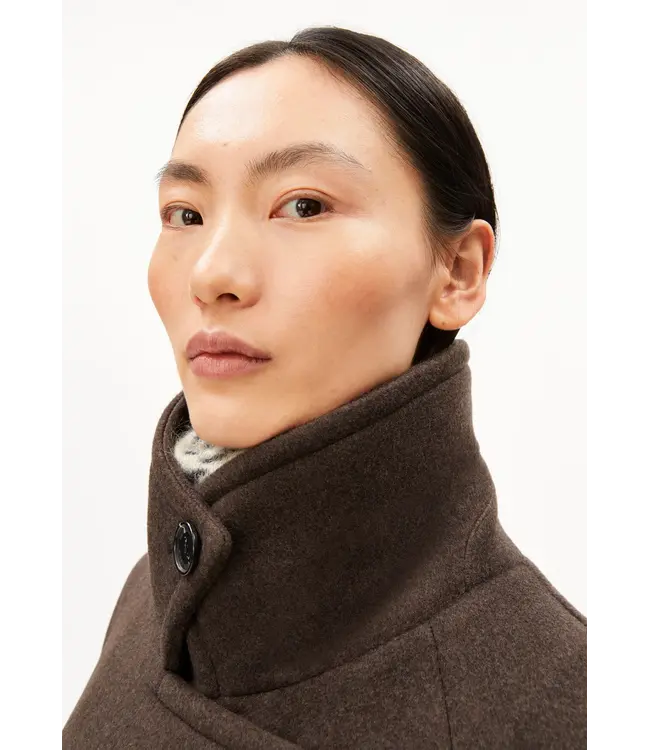 ARMEDANGELS •• Wool Double breasted Coat | Claystone Melange